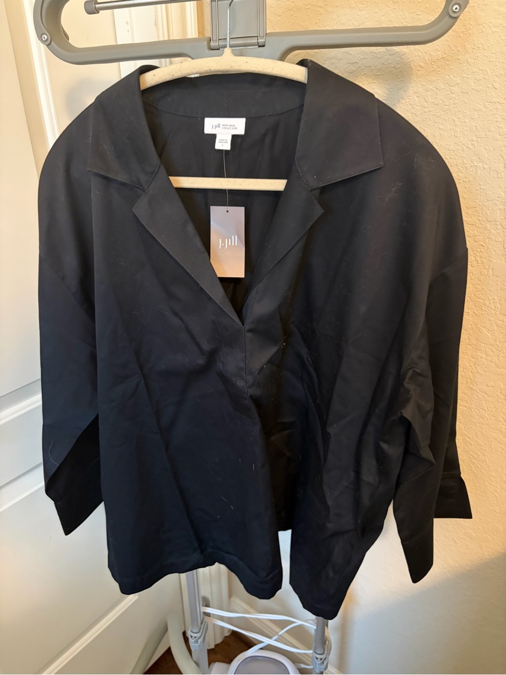 J. Jill Black Collared Relaxed Blouse NWT